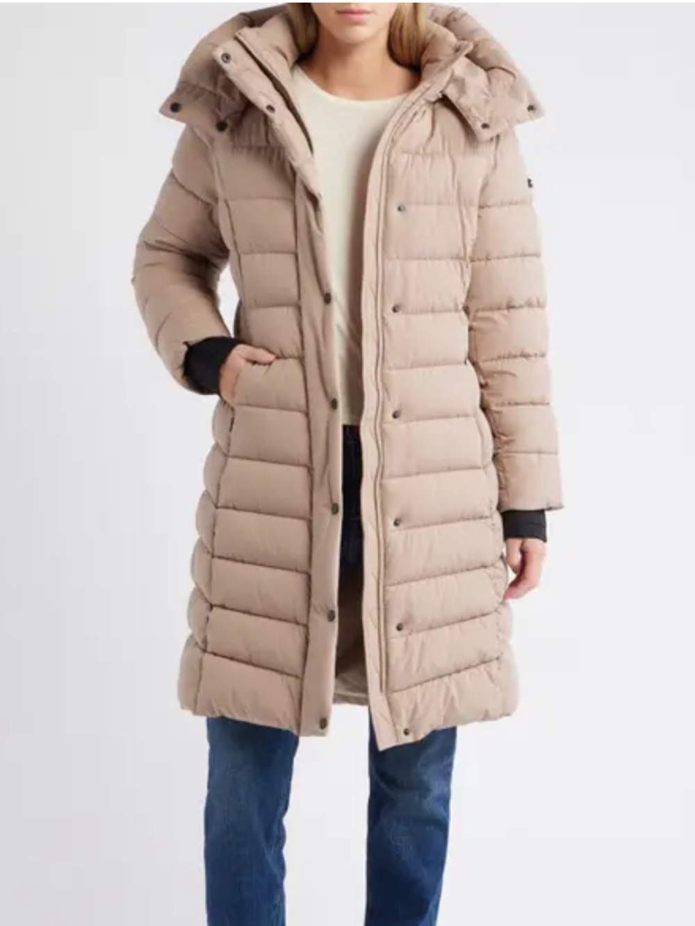 BCBGMAXAZRIA Water-Resistant Hooded Puffer Jacket